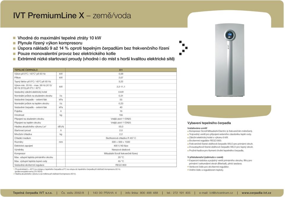 faktor při 0 C / 45 C při 60 Hz 3,22 Výkon min. 20 Hz max.
