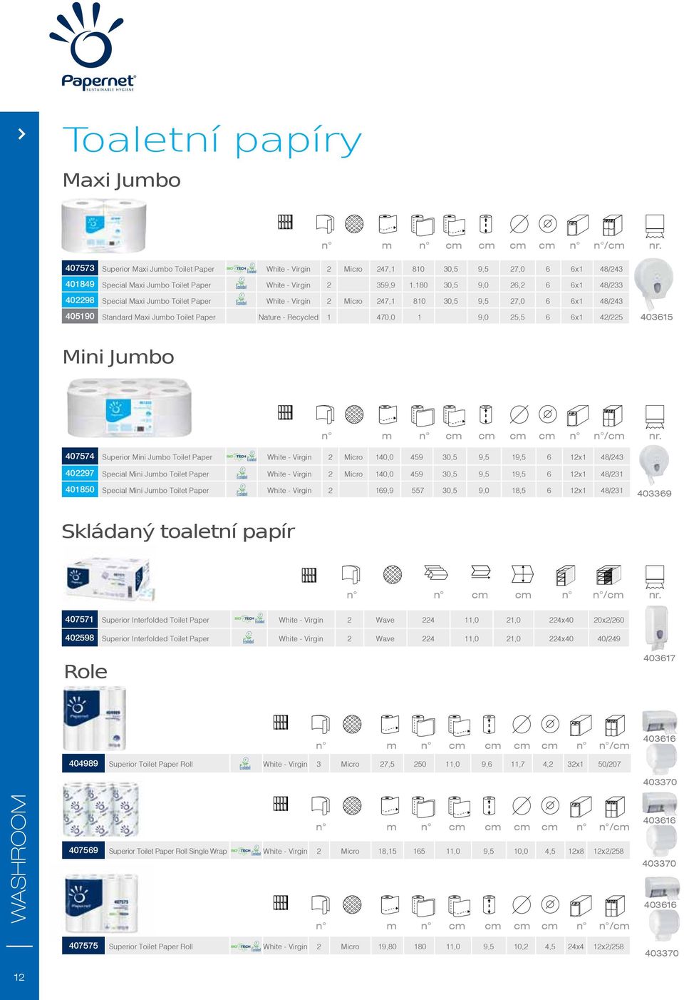 180 30,5 9,0 26,2 6 6x1 48/233 402298 Special Maxi Jumbo Toilet Paper White - Virgin 2 Micro 247,1 810 30,5 9,5 27,0 6 6x1 48/243 405190 Standard Maxi Jumbo Toilet Paper Nature - Recycled 1 470,0 1