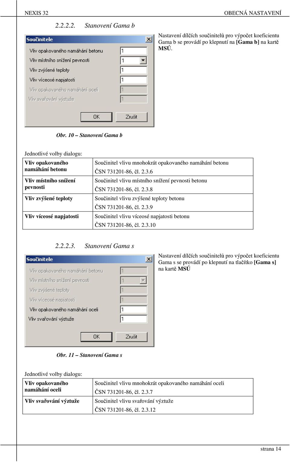 namáhání betonu ČSN 731201-86, čl. 2.3.6 Součinitel vlivu místního snížení pevnosti betonu ČSN 731201-86, čl. 2.3.8 Součinitel vlivu zvýšené teploty betonu ČSN 731201-86, čl. 2.3.9 Součinitel vlivu víceosé napjatosti betonu ČSN 731201-86, čl.