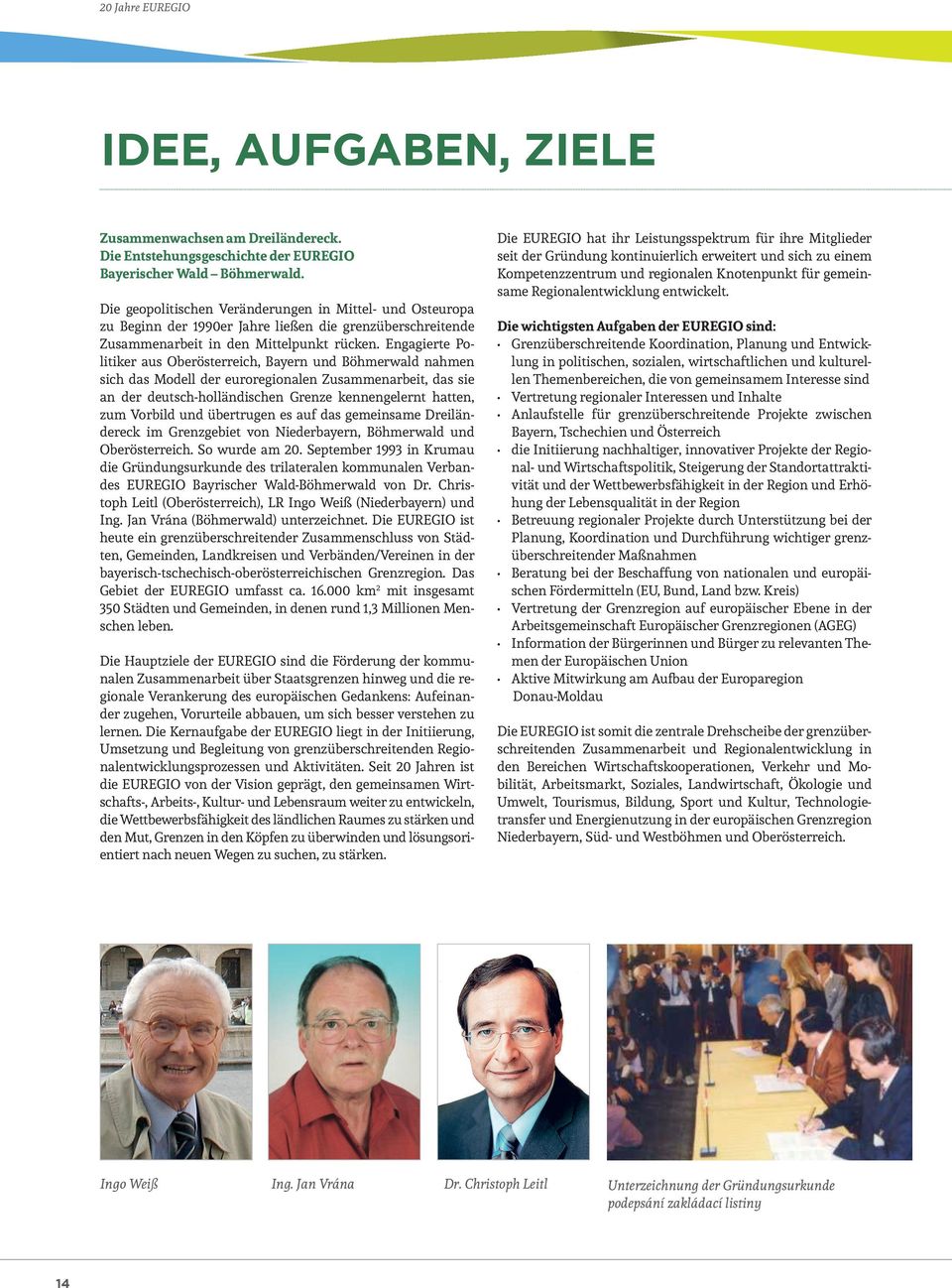 Engagierte Politiker aus Oberösterreich, Bayern und Böhmerwald nahmen sich das Modell der euroregionalen Zusammenarbeit, das sie an der deutsch-holländischen Grenze kennengelernt hatten, zum Vorbild