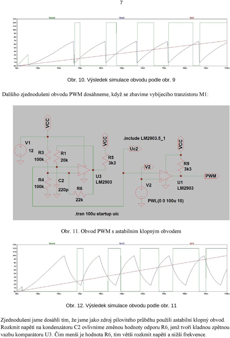 Obvod PWM s astabilním klopným obvodem Obr. 12. Výsledek simulace obvodu podle obr.