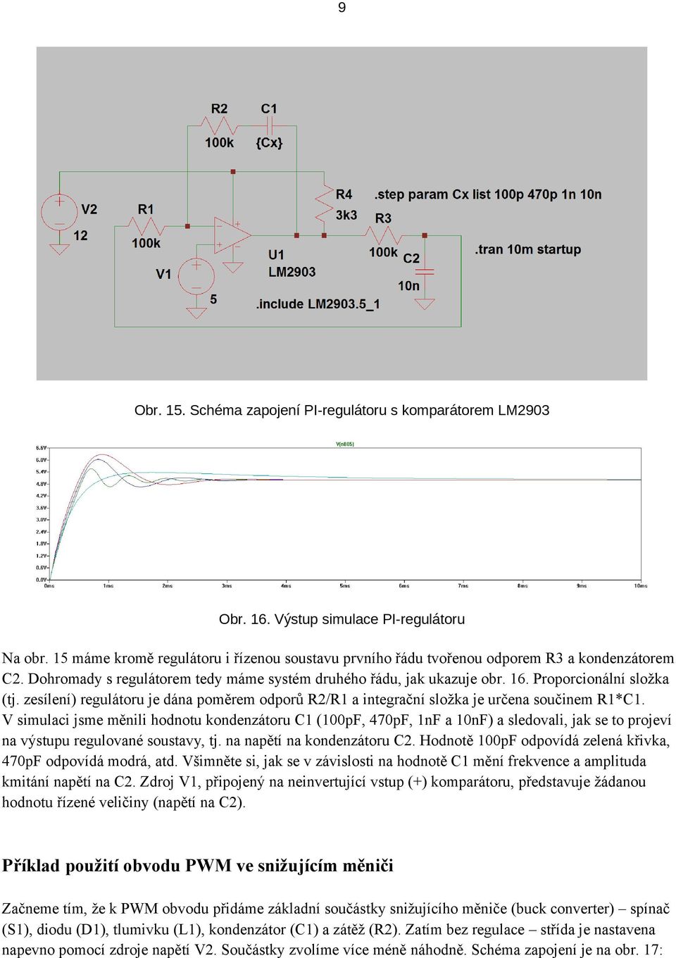zesílení) regulátoru je dána poměrem odporů R2/R1 a integrační složka je určena součinem R1*C1.