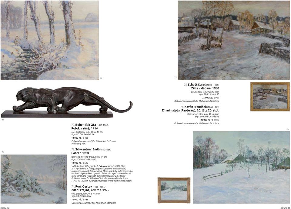 Schwantner Emil (1880-1956) Panter, 1930 lakované mořené dřevo, délka 74 cm sign. SCHWANTNER 1930 14 000 Kč / 510 V díle královeckého rodáka E. Schwantnera (*1890), žáka J. V. Myslbeka a J.