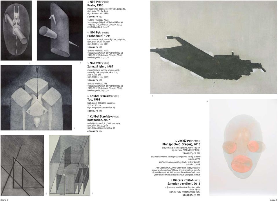 Nikl Petr (*1960) Probodnutí, 1991 mezzotinta, papír, autorský tisk, pasparta, rám, sklo, 24,4 x 17,8 cm sign. PD Petr Nikl 1991 5 000 Kč / 182 Vydáno v nákladu 10 ks.