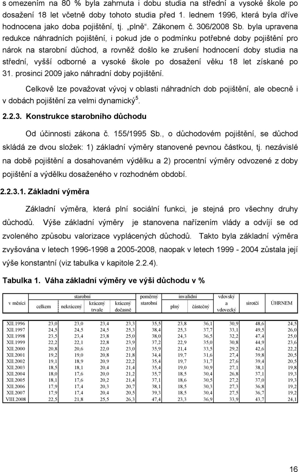 byla upravena redukce náhradních pojištění, i pokud jde o podmínku potřebné doby pojištění pro nárok na starobní důchod, a rovněž došlo ke zrušení hodnocení doby studia na střední, vyšší odborné a