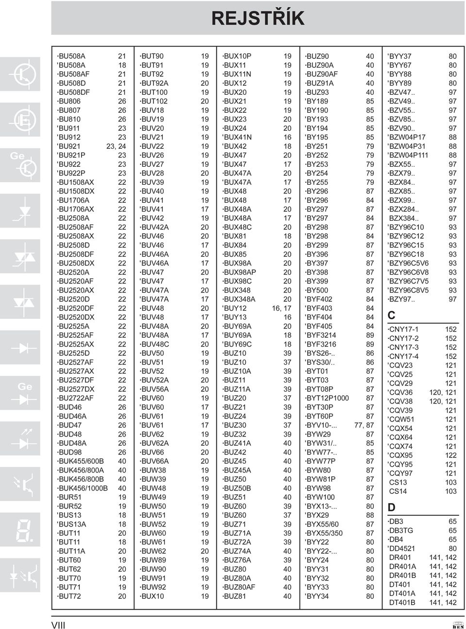 U2722AF 22 UD46 26 UD46A 26 UD47 26 UD48 26 UD48A 26 UD98 26 UK455/600 40 UK456/800A 40 UK456/800 40 UK456/1000 40 UR51 19 UR52 19 'US13 18 'US13A 18 UT11 20 'UT11 18 UT11A 20 UT60 19 UT62 20 UT70 19