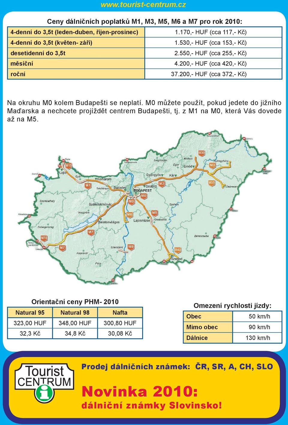 M0 můžete použít, pokud jedete do jižního Maďarska a nechcete projíždět centrem Budapešti, tj. z M1 na M0, která Vás dovede až na M5.