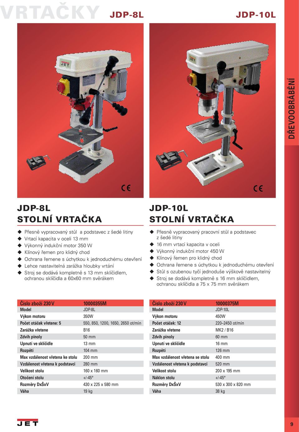 vypracovaný pracovní stůl a podstavec z šedé litiny 16 mm vrtací kapacita v oceli Výkonný indukční motor 450 W Klínový řemen pro klidný chod Ochrana řemene s úchytkou k jednoduchému otevření Stůl s