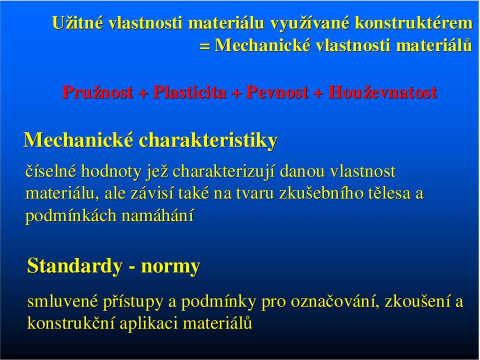 danou vlastnost materiálu, ale závisí také na tvaru zkušebního tělesa a podmínkách namáhání