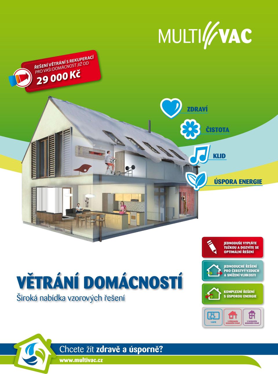 vzorových řešení JEDNODUCHÉ řešení pro čerstvý vzduch a snížení vlhkosti komplexní řešení s úsporou