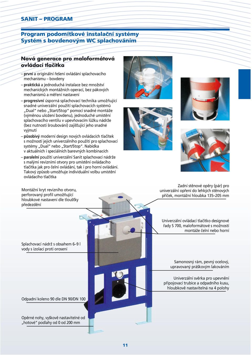 použití splachovacích systémů Dual nebo Start/Stop pomocí snadné montáže (výměnou uložení bovdenu), jednoduché umístění splachovacího ventilu v upevňovacím lůžku nádrže (bez nutnosti šroubování)