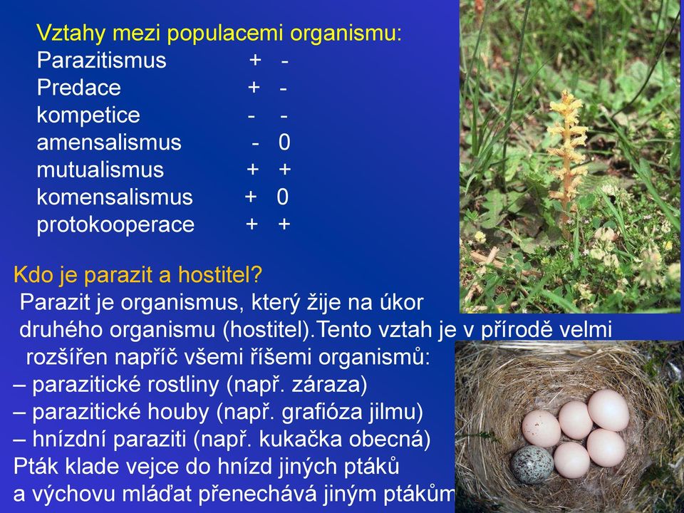 tento vztah je v přírodě velmi rozšířen napříč všemi říšemi organismů: parazitické rostliny (např.