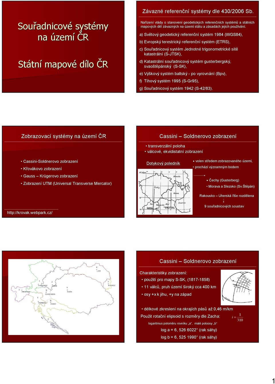 a) Světový geodetický referenční systém m 1984 (), b) Evropský terestrický referenční systém m (ETRS), c) Souřadnicový systém m Jednotné trigonometrické sítě katastráln lní (S-JTSK), d) Katastráln