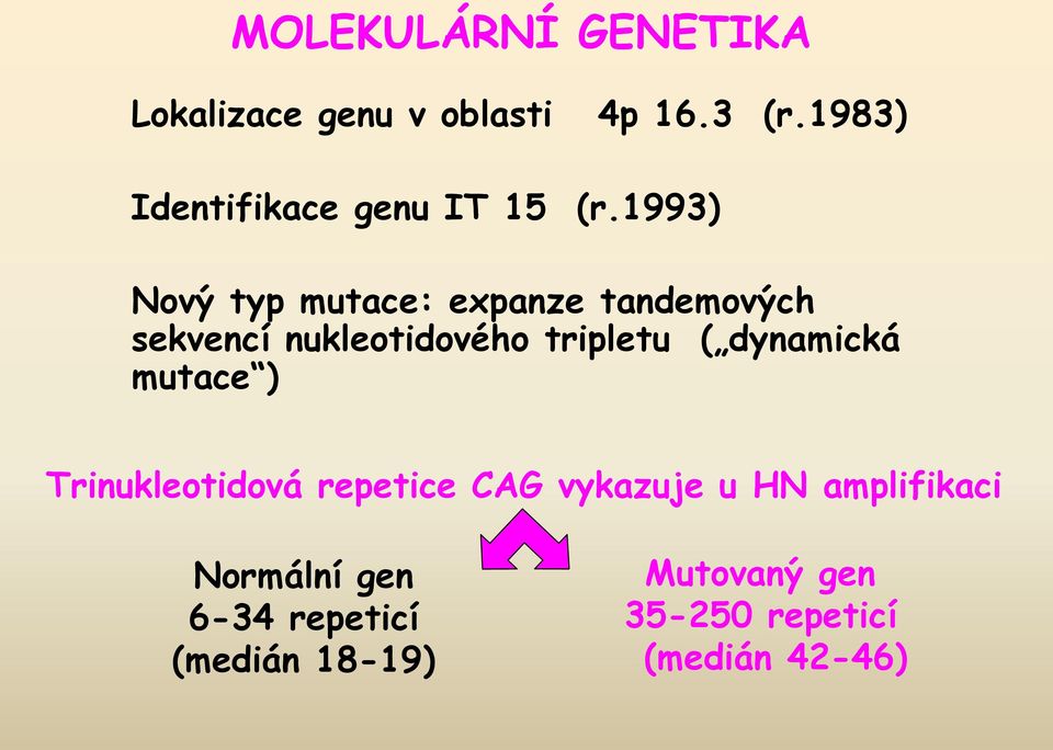 1993) Nový typ mutace: expanze tandemových sekvencí nukleotidového tripletu (
