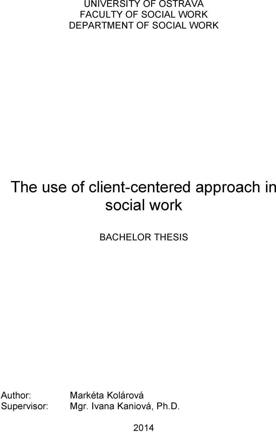 client-centered approach in social work BACHELOR