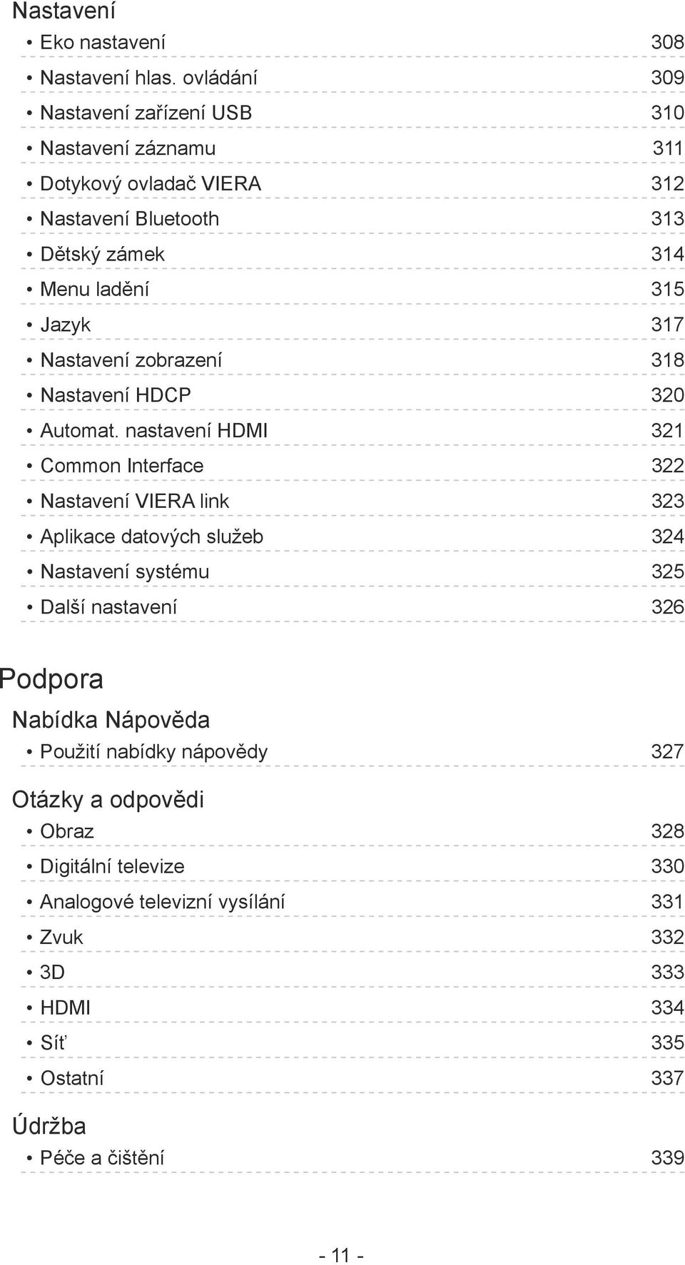 Jazyk 317 Nastavení zobrazení 318 Nastavení HDCP 320 Automat.