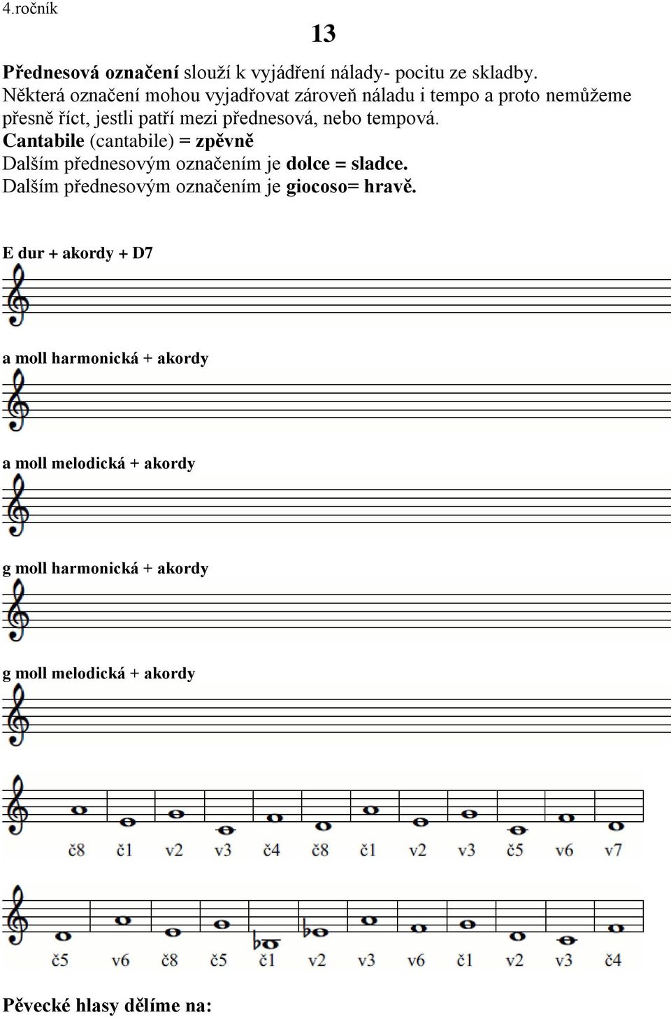 nebo tempová. Cantabile (cantabile) = zpěvně Dalším přednesovým označením je dolce = sladce.