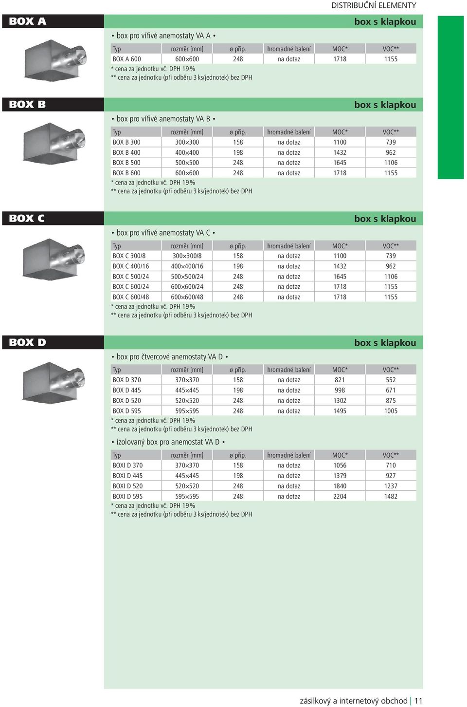 hromadné balení MOC* VOC** BOX B 300 300 300 158 na dotaz 1100 739 BOX B 400 400 400 198 na dotaz 1432 962 BOX B 500 500 500 248 na dotaz 1645 1106 BOX B 600 600 600 248 na dotaz 1718 1155 box s