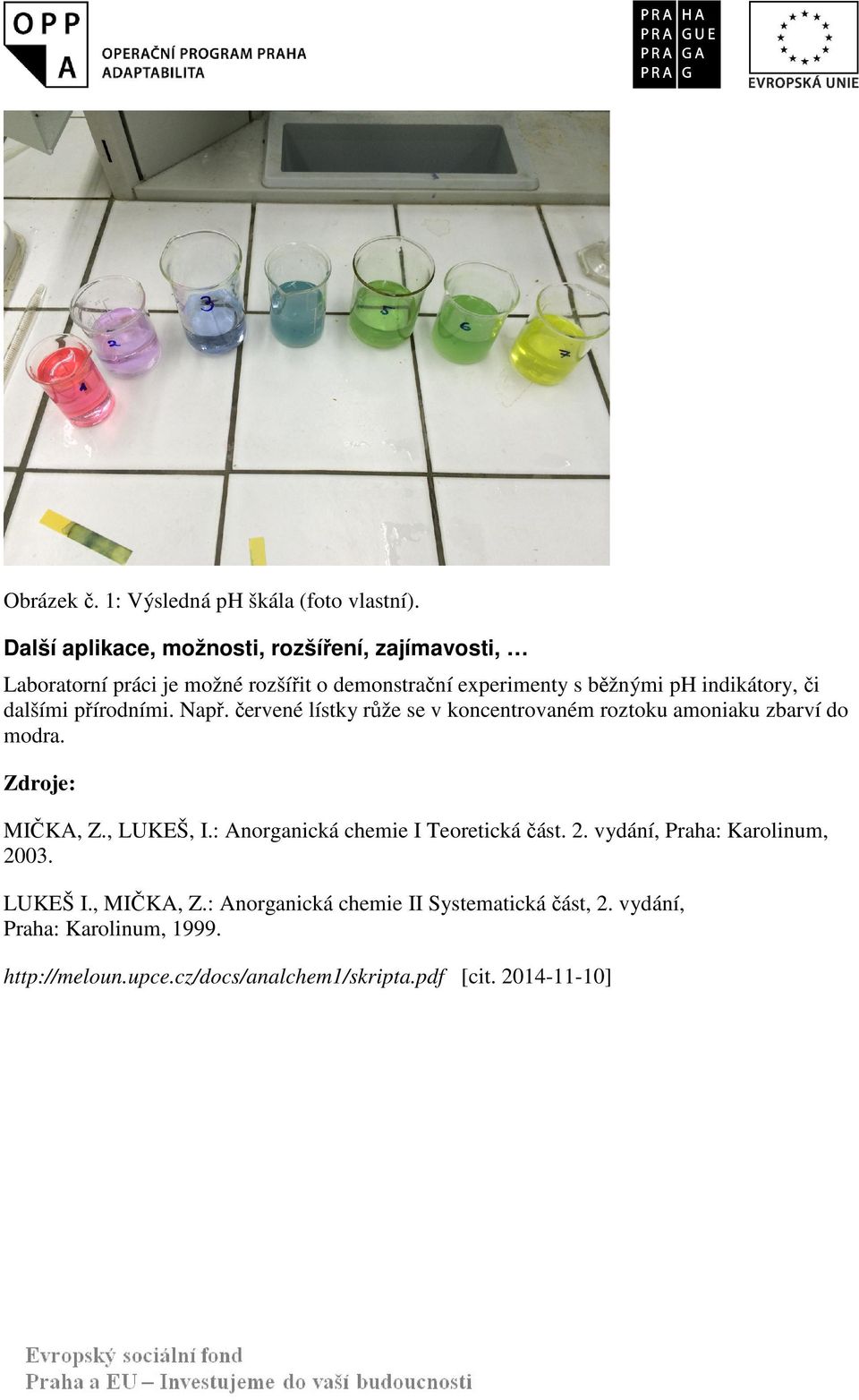 či dalšími přírodními. Např. červené lístky růže se v koncentrovaném roztoku amoniaku zbarví do modra. Zdroje: MIČKA, Z., LUKEŠ, I.