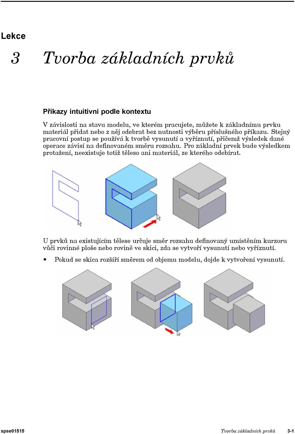 Pro základní prvek bude výsledkem protažení, neexistuje totiž těleso ani materiál, ze kterého odebírat.