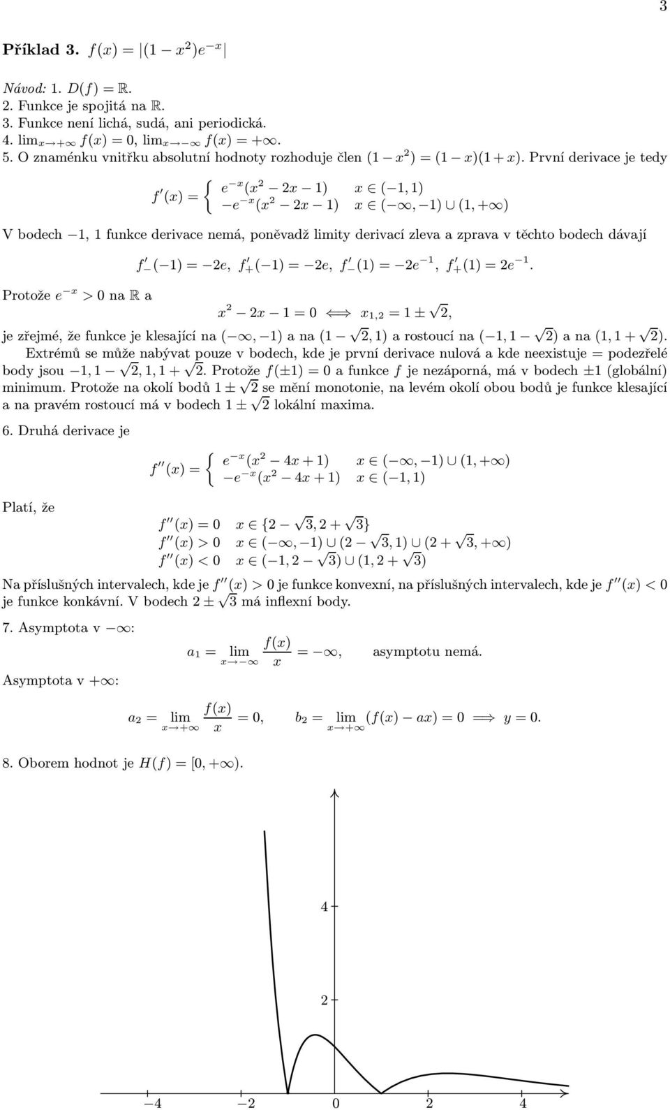 = e. Protože e x > 0naR a x x =0 x, =±, e zřemé, že funkce e klesaící na (, ) a na (, ) a rostoucí na (, ) a na (, + ).