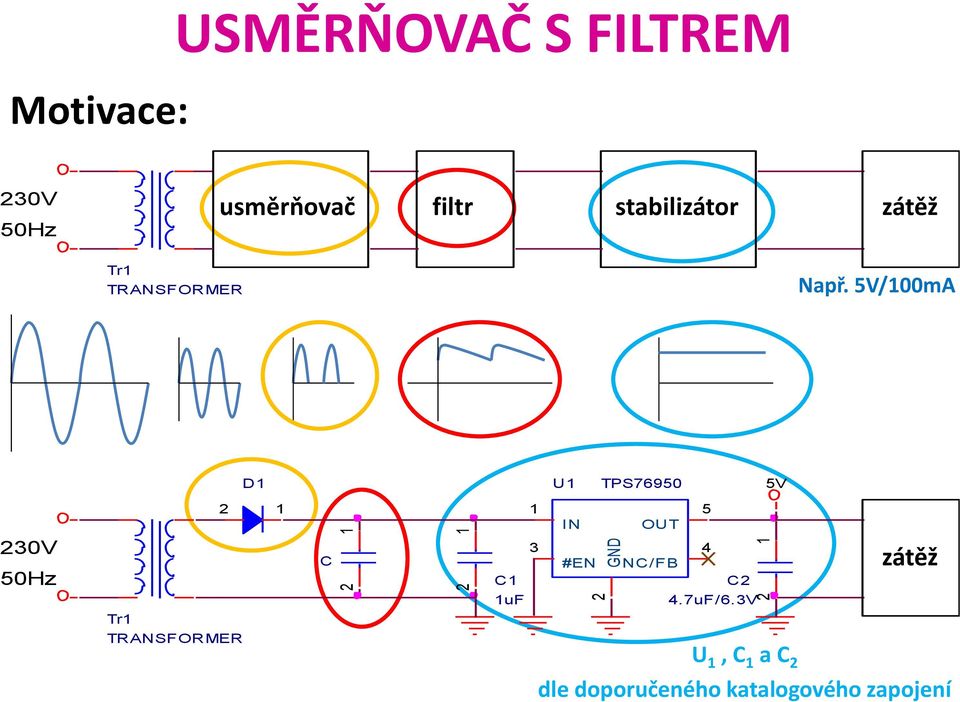 5V/00mA D U TPS76950 5V IN OUT 5 30V 50Hz C C 3 #EN NC/FB 4 C