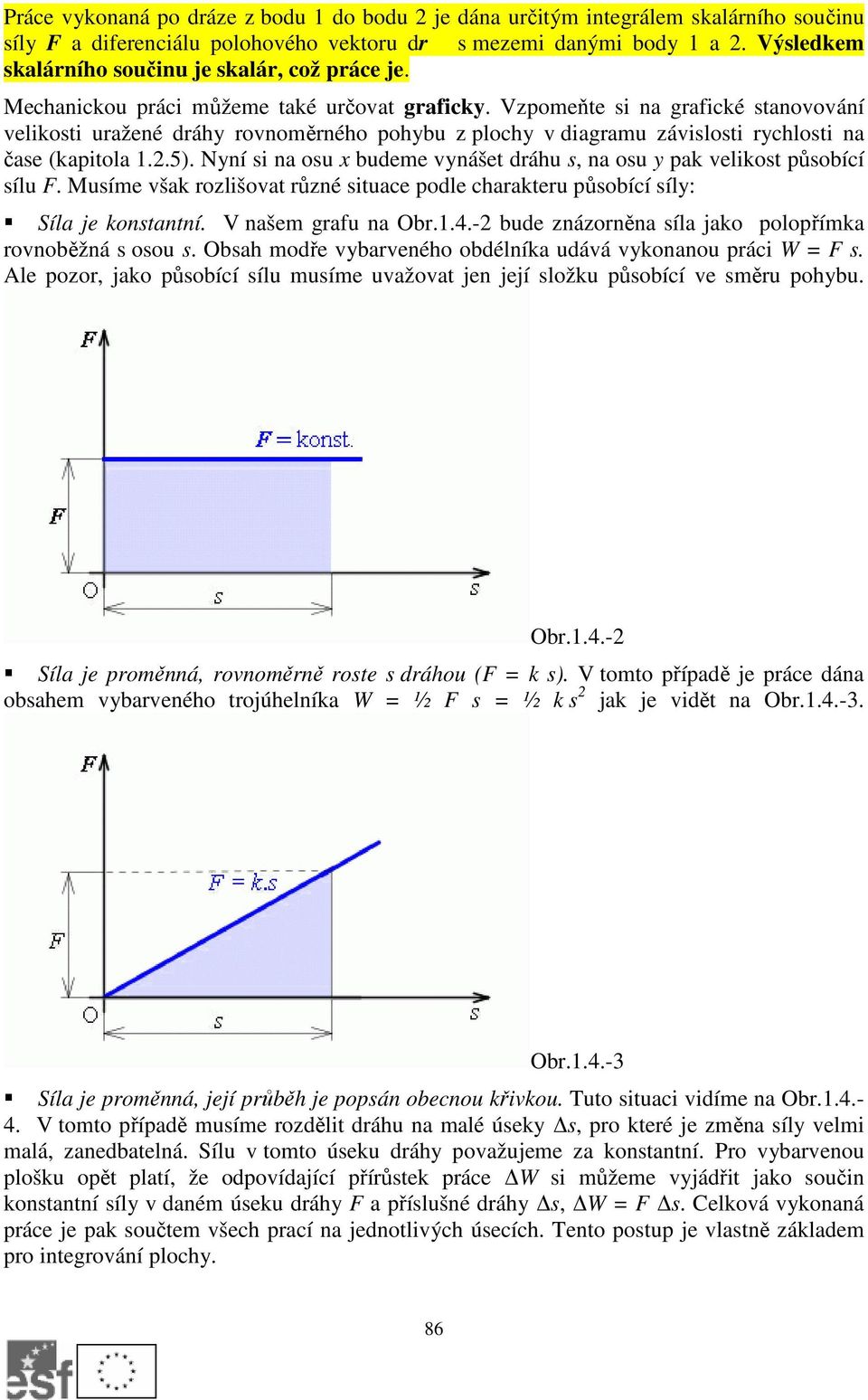 Vzpomeňte si na grafické stanovování velikosti uražené dráhy rovnoměrného pohybu z plochy v diagramu závislosti rychlosti na čase (kapitola 1..5).