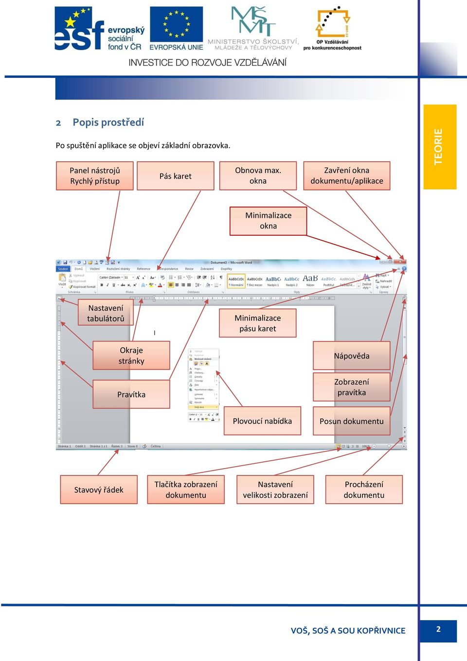 okna Zavření okna dokumentu/aplikace Minimalizace okna Nastavení tabulátorů Minimalizace pásu karet