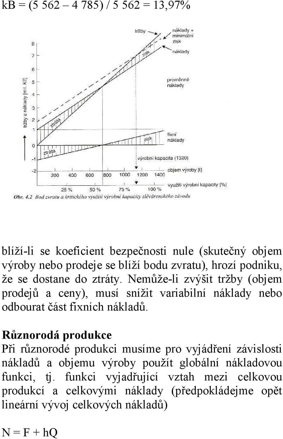 Nemůže-li zvýšit tržby (objem prodejů a ceny), musí snížit variabilní náklady nebo odbourat část fixních nákladů.