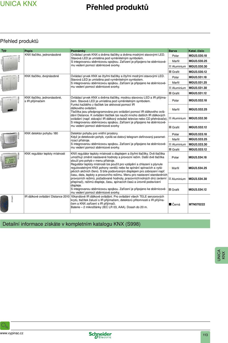 Aluminium MGU3.530.30 Grafit MGU3.530.2 KX tlačítko, dvojnásobné Ovládací prvek KX se čtyřmi tlačítky a čtyřmi modrými stavovými ED. Stavová ED je umístěna pod vyměnitelným symbolem. Polar MGU3.53.8 S integrovanou sběrnicovou spojkou.