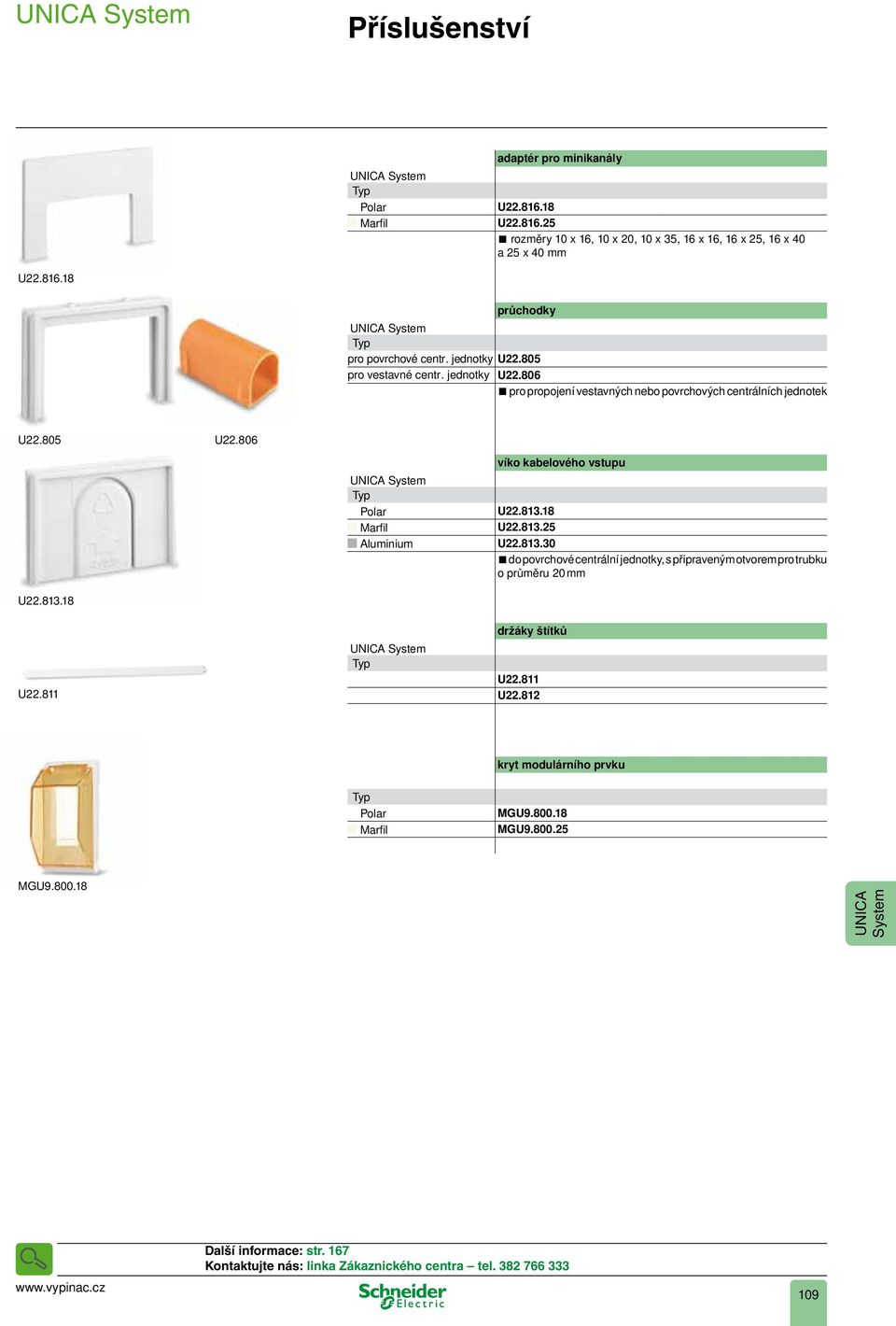 806 UICA System Polar Marfil Aluminium víko kabelového vstupu U22.83.8 U22.83.25 U22.83.30 do povrchové centrální jednotky, s připraveným otvorem pro trubku o průměru 20 mm U22.83.8 U22.8 UICA System držáky štítků U22.