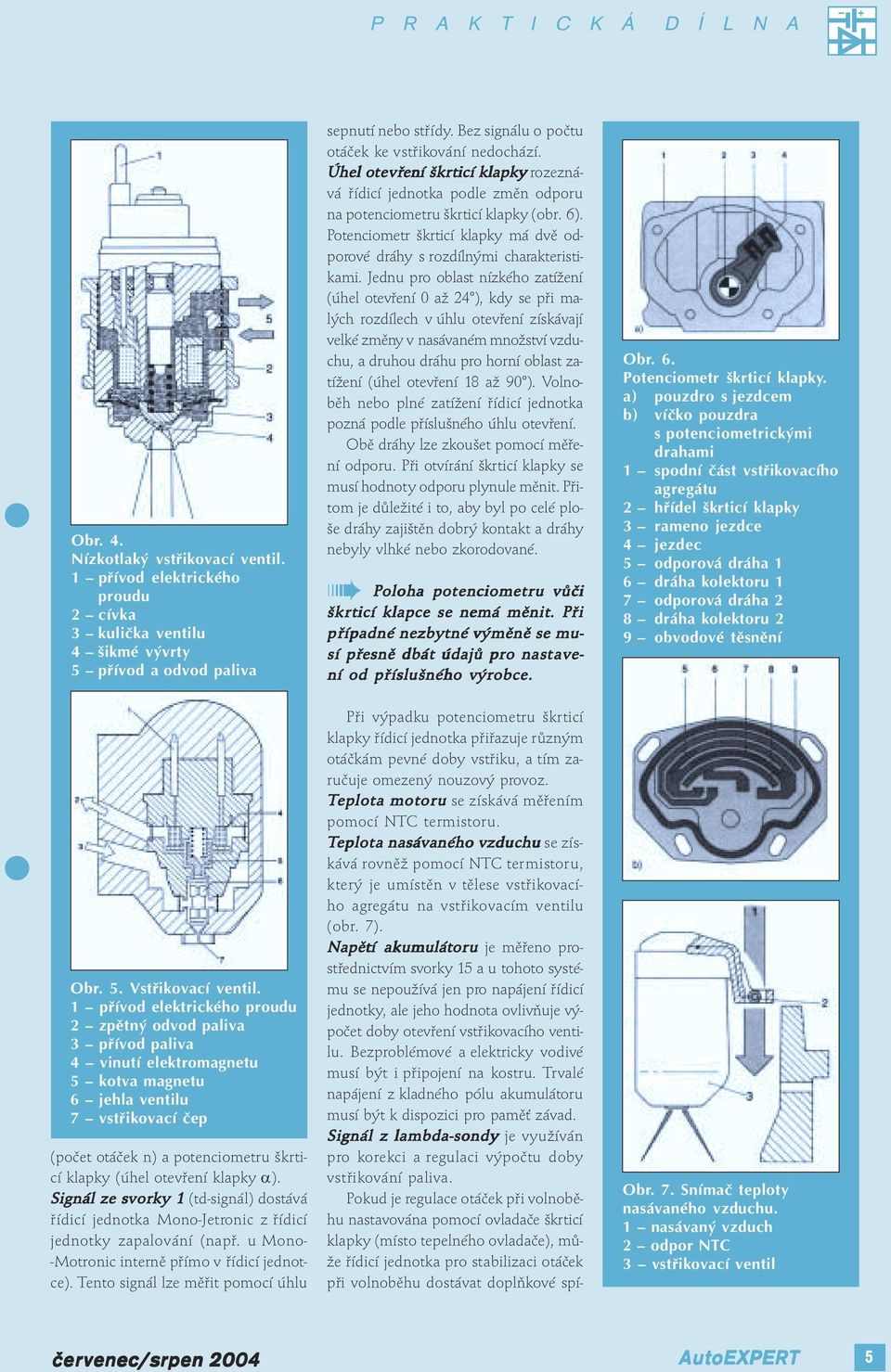 otevření klapky α). Signál ze svor orky ky 1 (td-signál) dostává řídicí jednotka Mono-Jetronic z řídicí jednotky zapalování (např. u Mono- -Motronic interně přímo v řídicí jednotce).