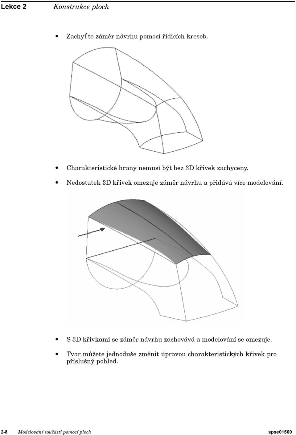 Nedostatek 3D křivek omezuje záměr návrhu a přidává více modelování.