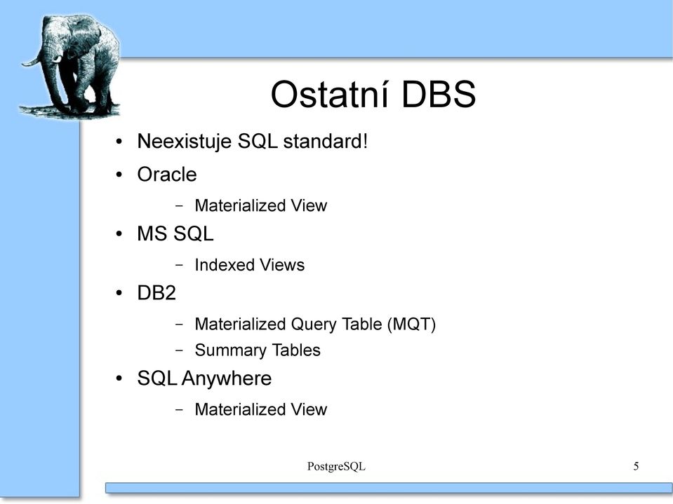 Views DB2 Materialized Query Table (MQT)