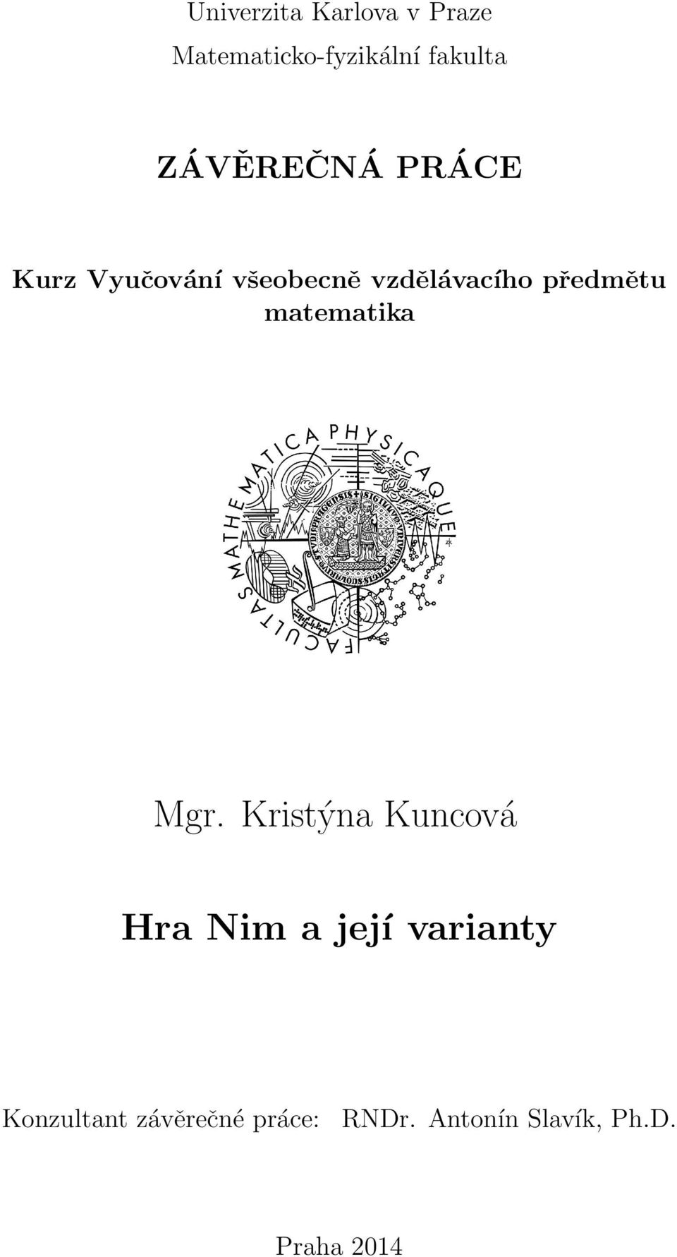 předmětu matematika Mgr.