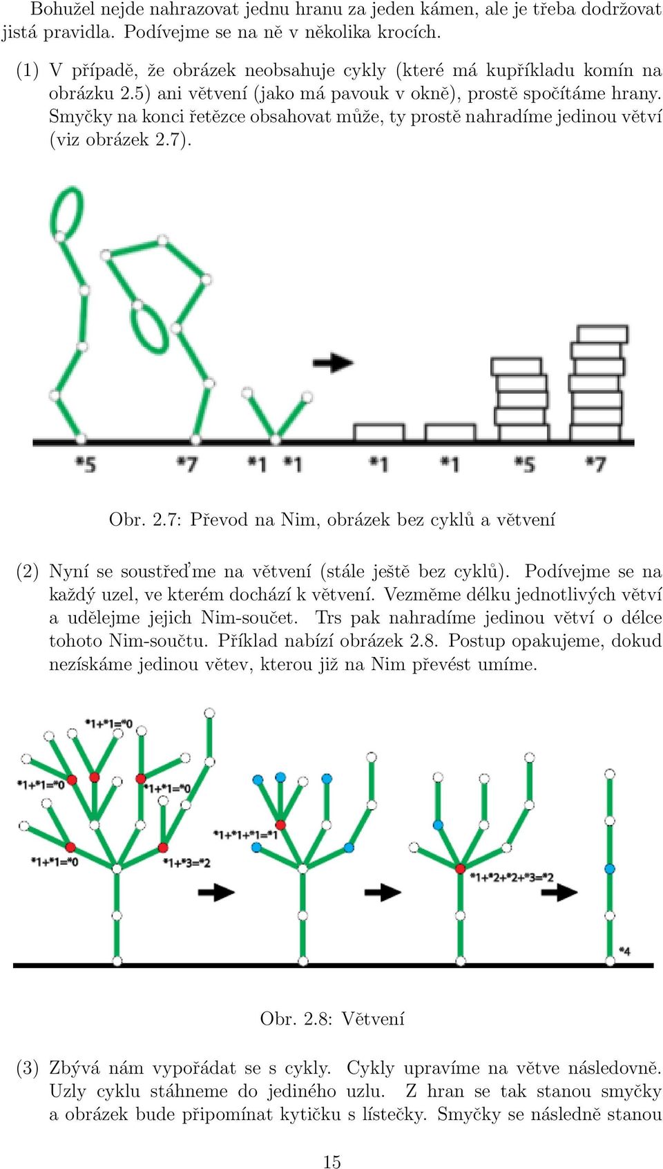 Smyčky na konci řetězce obsahovat může, ty prostě nahradíme jedinou větví (viz obrázek 2.7). Obr. 2.7: Převod na Nim, obrázek bez cyklů a větvení (2) Nyní se soustřed me na větvení (stále ještě bez cyklů).
