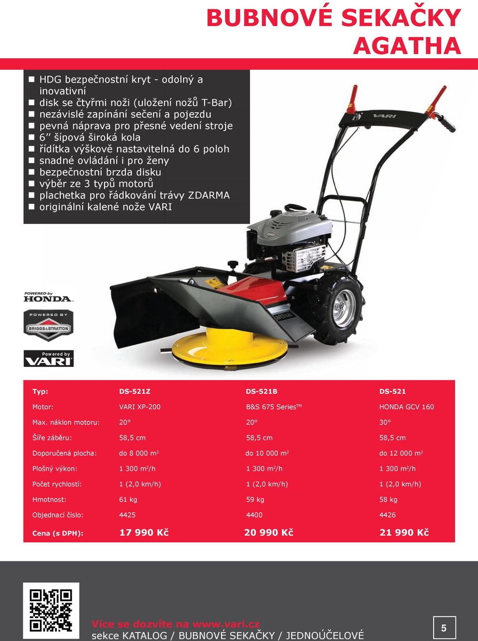 Typ: DS-521Z DS-521B DS-521 Motor: VARI XP-200 B&S 675 Series TM HONDA GCV 160 Max.