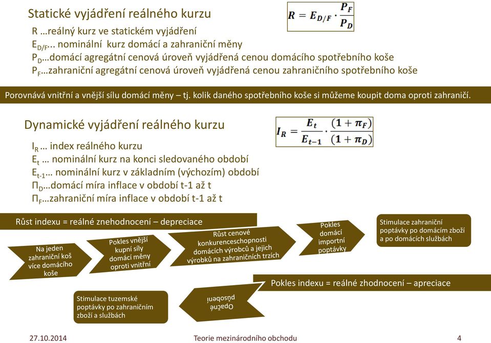 koše Porovnává vnitřní a vnější sílu domácí měny tj. kolik daného spotřebního koše si můžeme koupit doma oproti zahraničí.