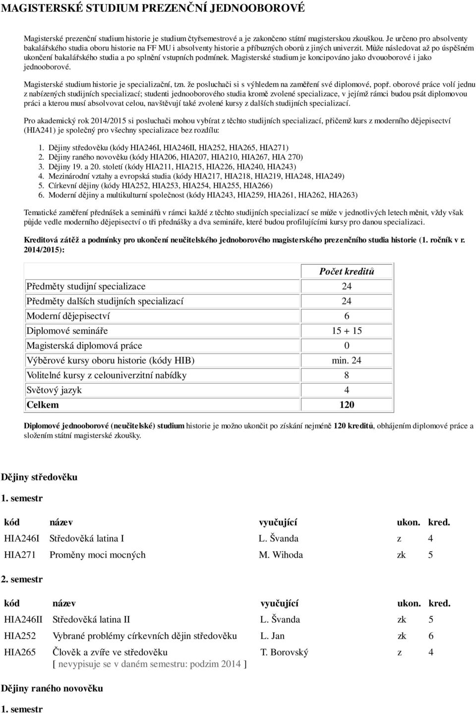 Může následovat až po úspěšném ukončení bakalářského studia a po splnění vstupních podmínek. Magisterské studium je koncipováno jako dvouoborové i jako jednooborové.