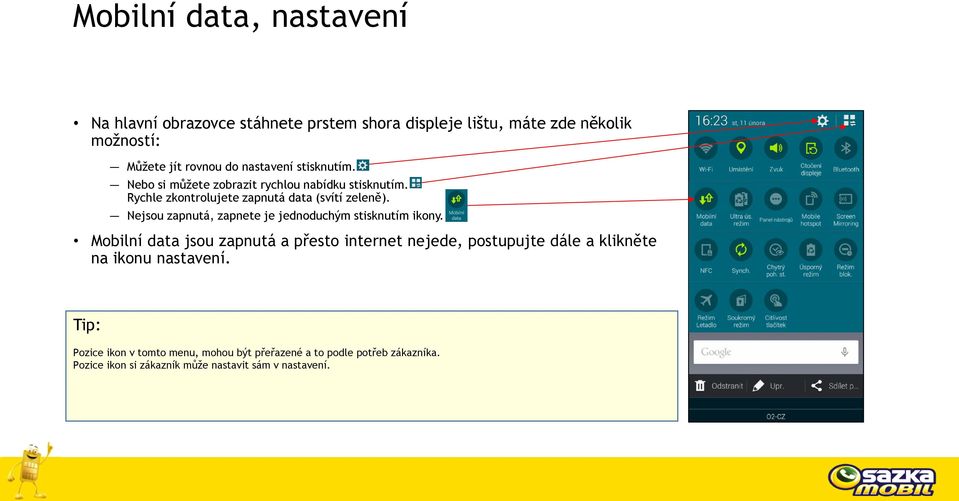 Nejsou zapnutá, zapnete je jednoduchým stisknutím ikony.