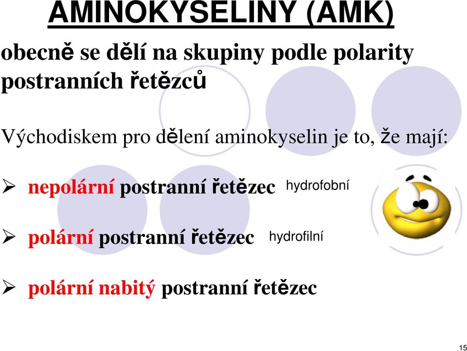 to, že mají: nepolární postrannířetězec hydrofobní polární