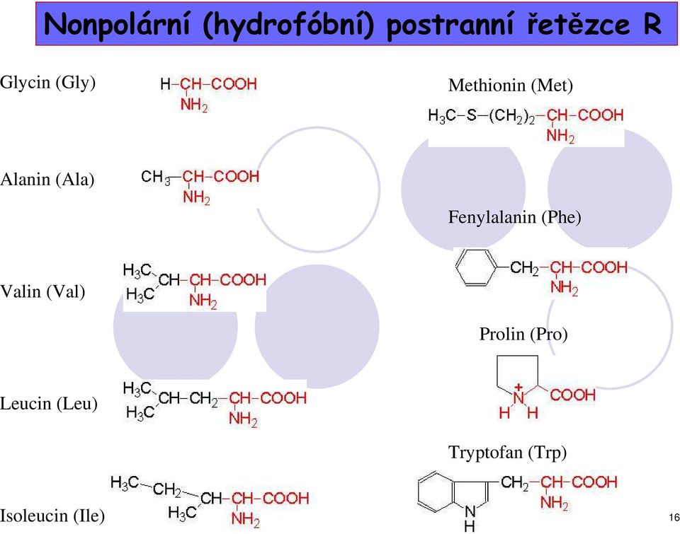 Fenylalanin (Phe) Valin (Val) Prolin (Pro)