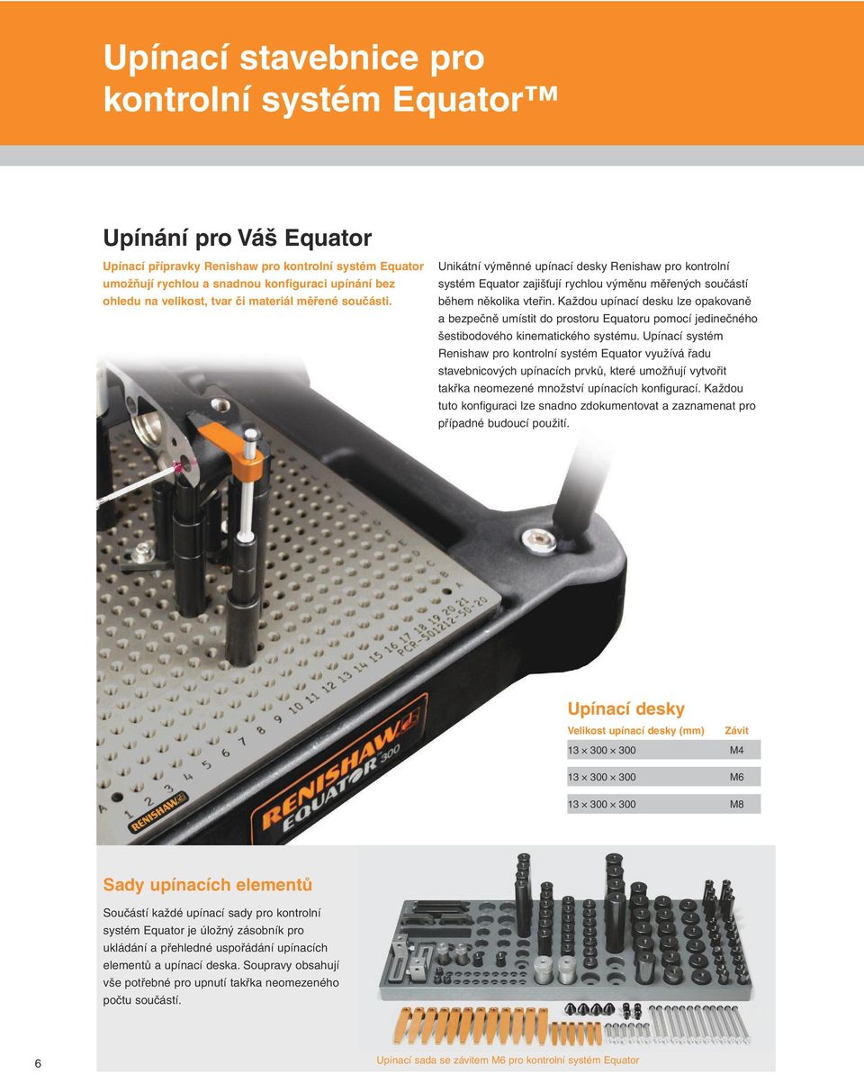 Každou upínací desku lze opakovaně a bezpečně umístit do prostoru Equatoru pomocí jedinečného šestibodového kinematického systému.