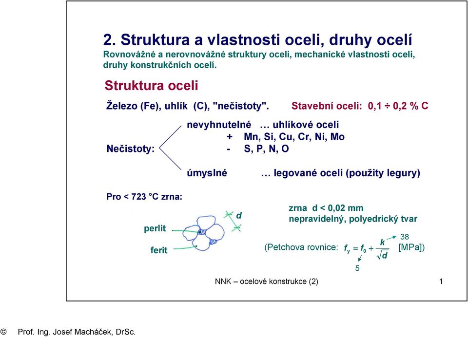 nevyhnutelné uhlíkové oceli + Mn, Si, Cu, Cr, Ni, Mo Nečistoty: - S, P, N, O Stavební oceli: 0,1 0,2 % C úmyslné legované