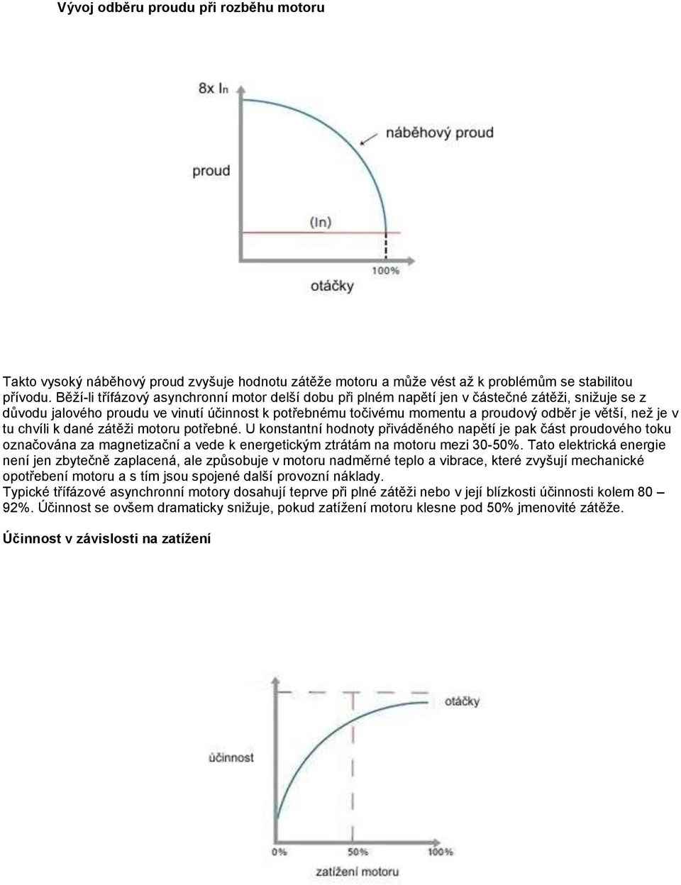 než je v tu chvíli k dané zátěži motoru potřebné. U konstantní hodnoty přiváděného napětí je pak část proudového toku označována za magnetizační a vede k energetickým ztrátám na motoru mezi 30-50%.