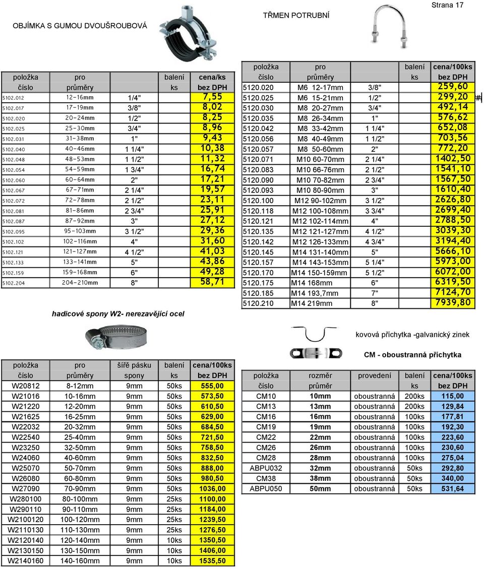 4 pro průměry 12-1 17-1 -24mm -30mm 31-3 40-4 48-53mm 54-5 60-64mm 67-71mm 72-7 81-8 87-92mm 95-103mm 102-11 121-127mm 133-141mm 159-16 4-2 1/4" 3/8" 1/2" 3/4" 1" 1 1/4" 1 1/2" 1 3/4" 2" 2 1/4" 2