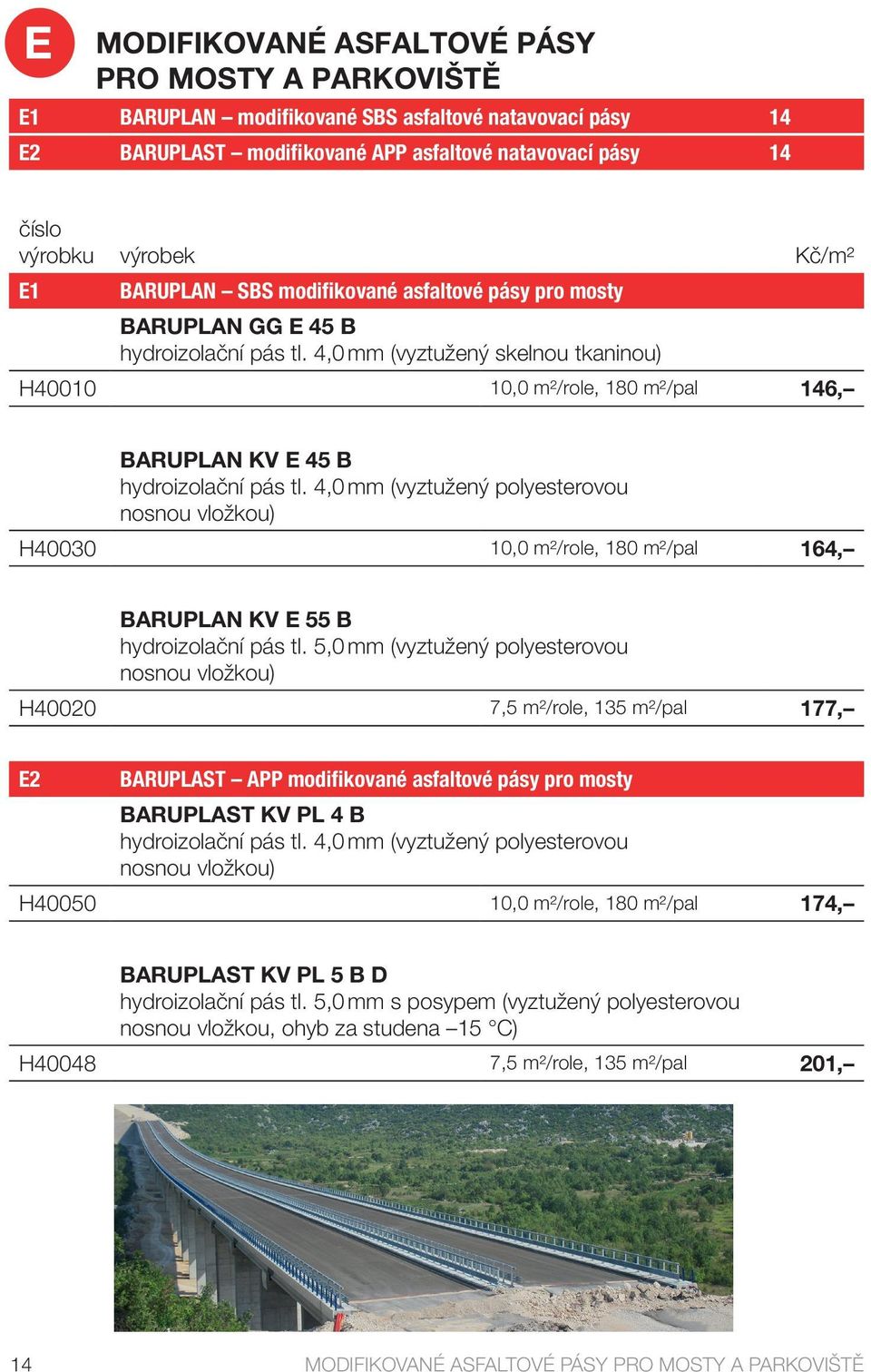 4,0 mm (vyztužený skelnou tkaninou) H40010 10,0 m²/role, 180 m²/pal 146, BARUPLAN KV E 45 B hydroizolační pás tl.