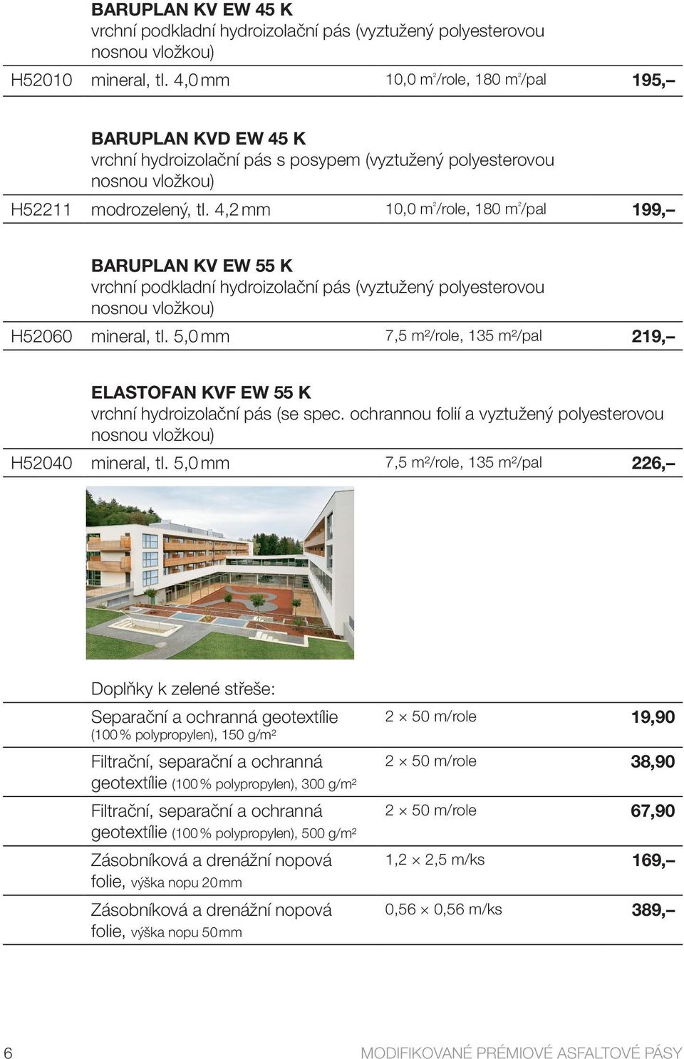 4,2 mm 10,0 m ² /role, 180 m ² /pal 199, BARUPLAN KV EW 55 K vrchní podkladní hydroizolační pás (vyztužený polyesterovou nosnou vložkou) H52060 mineral, tl.