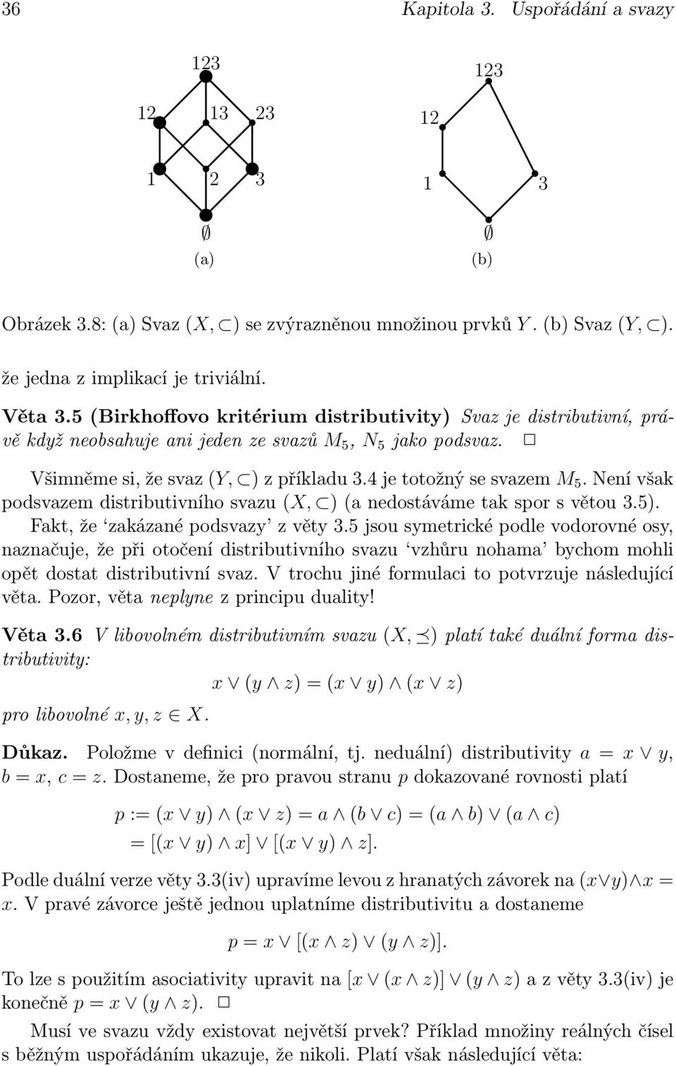 Není však podsvazem distributivního svazu (X, ) (a nedostáváme tak spor s větou 3.5). Fakt, že zakázané podsvazy z věty 3.