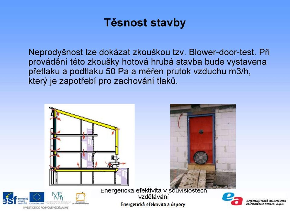 Při provádění této zkoušky hotová hrubá stavba bude